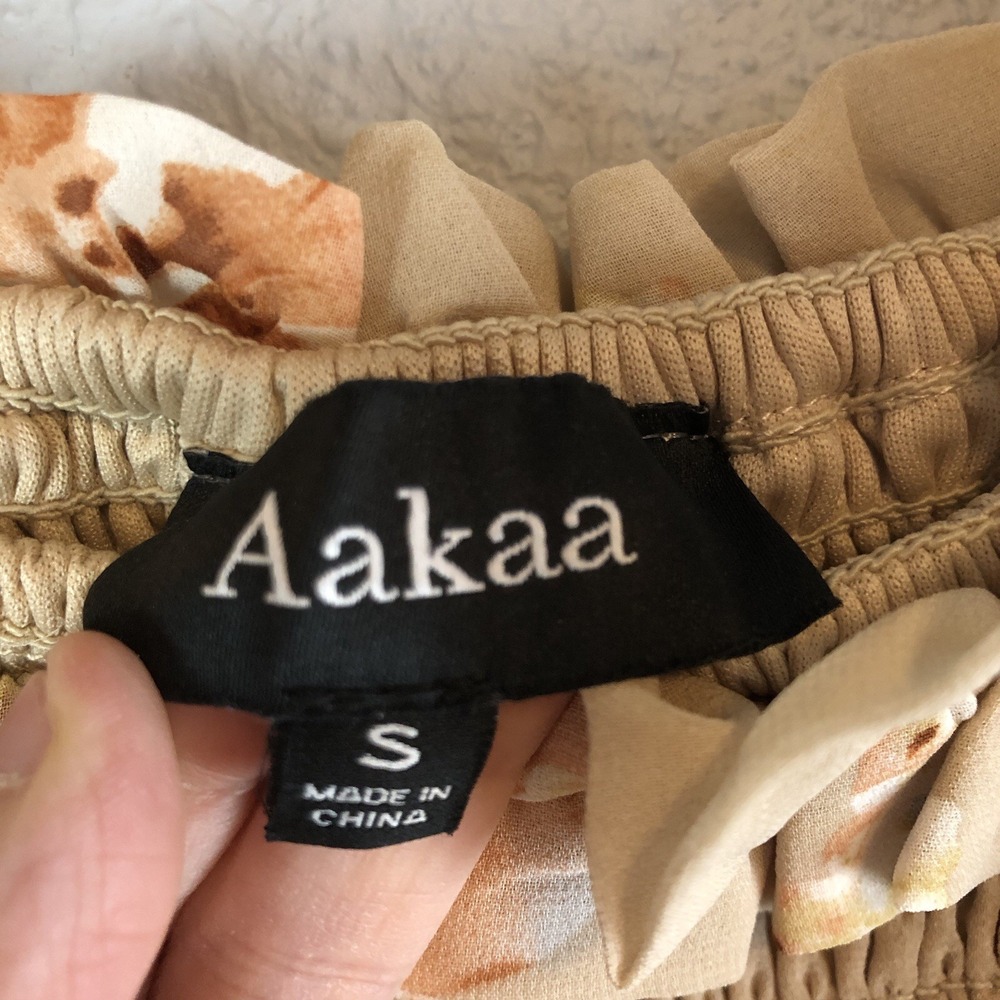 Aakaa Womens Babydoll Maxi Dress‎ Small Floral Smocked Boho Cottagecore Elegant - Picture 9 of 12